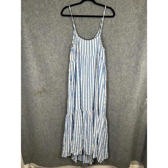 Old Navy Dress Womens Extra Large Blue Striped Tiered Maxi Sundress Nautical - Picture 10 of 11
